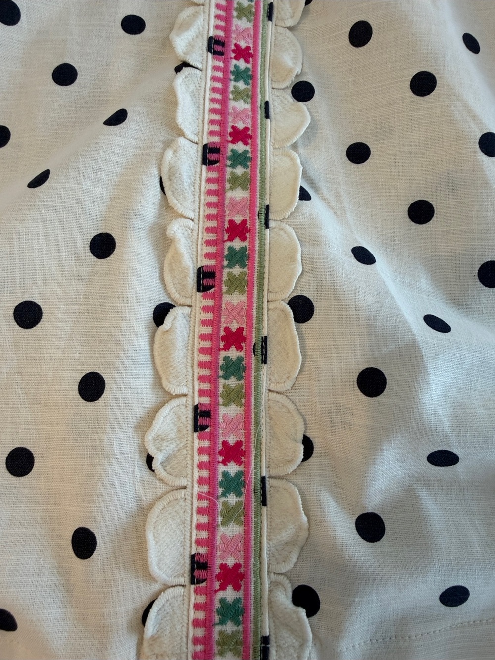 THML Cream Polka Dot Peasant Top with Pink Floral Embroidery - Picture 5 of 5